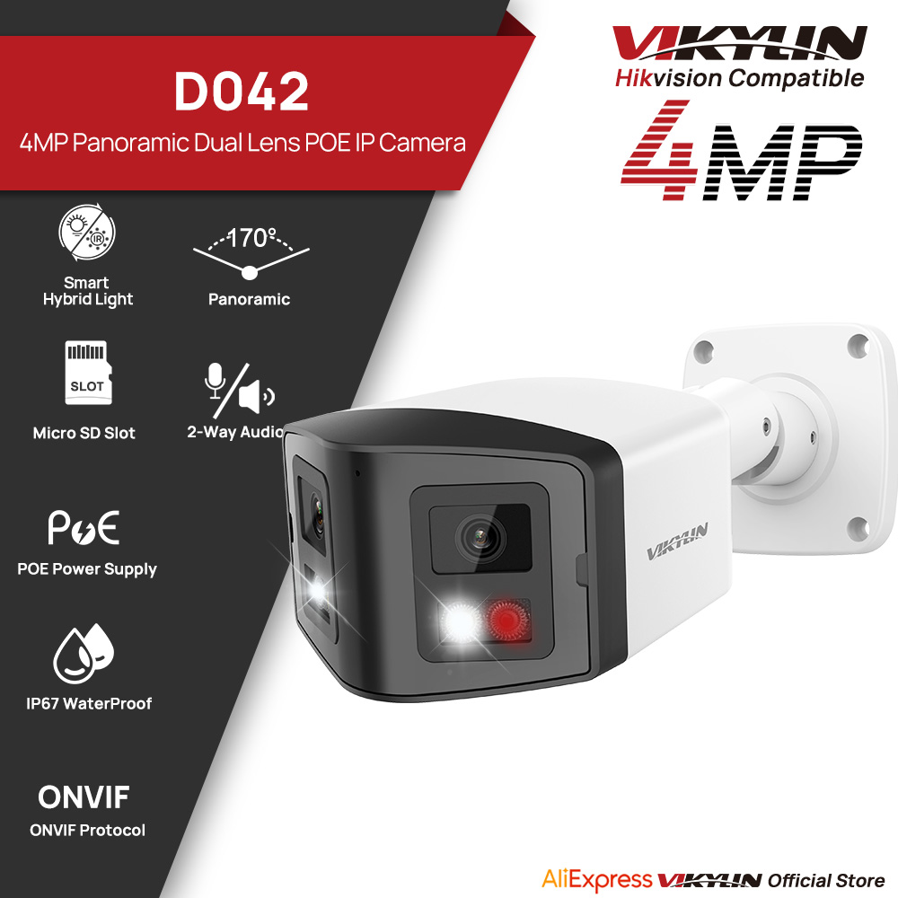 Smart Home X10 - VIKYLIN 170 ° Panorama-Sicherheits-IP-Kamera, intelligente Dual-Light-4MP-Dual-Objektiv-IP-Kamera,