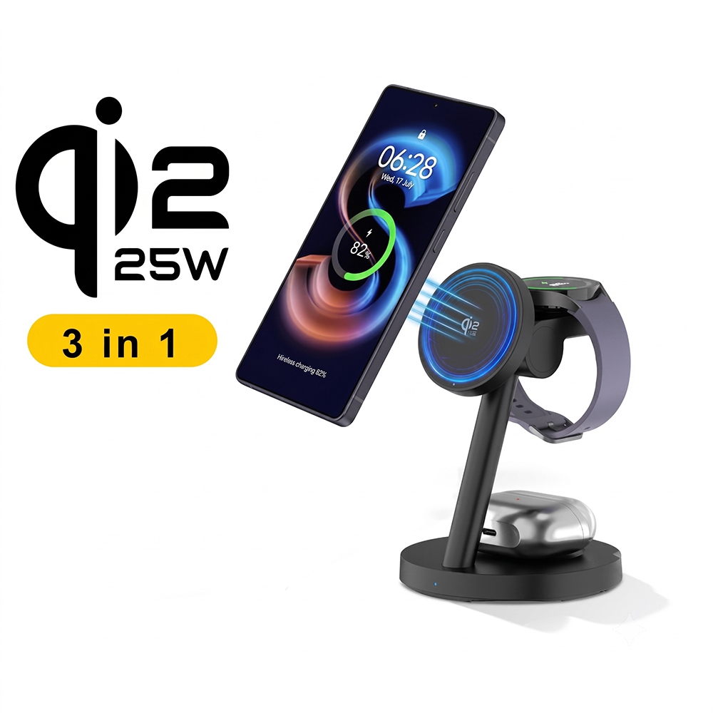Smart Home Iot - 3-in-1 Qi2.2 25W Schnelle Kabellose Ladestation