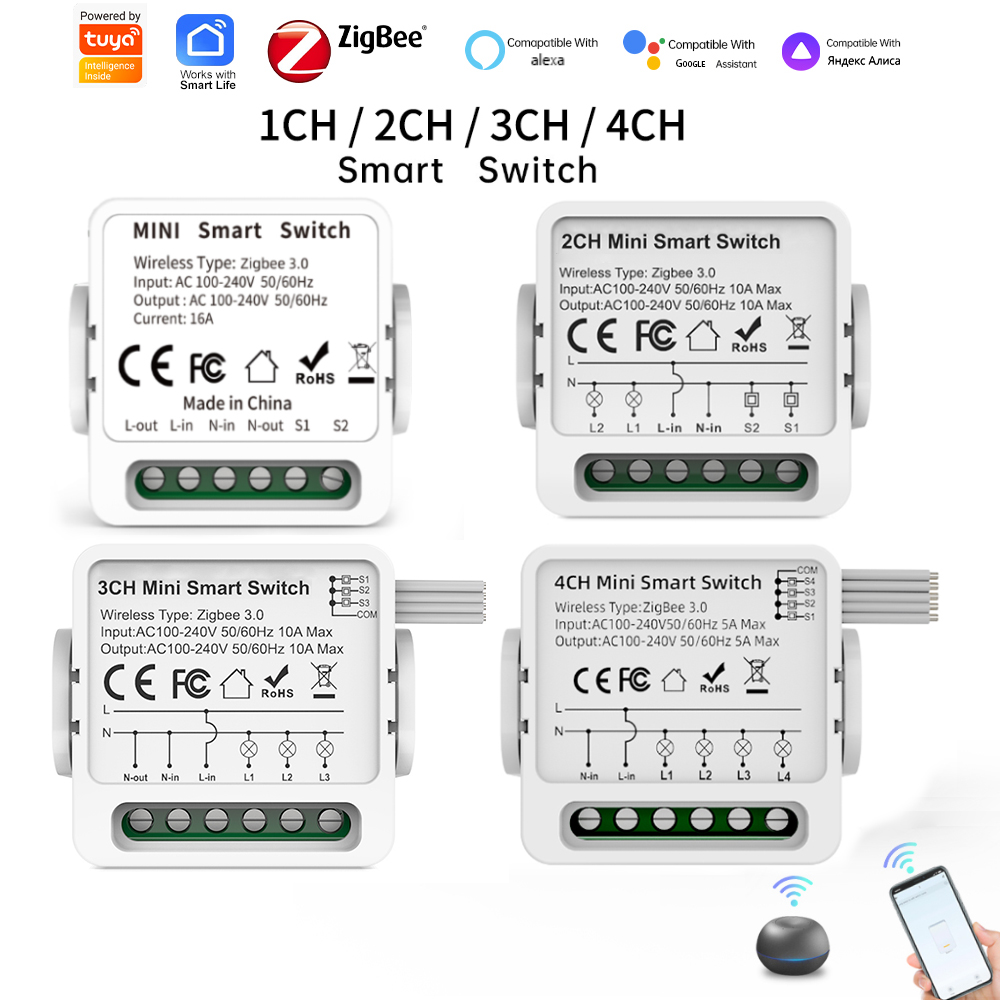 Smart Home Lighting - Tuya Zigbee 3.0 Smart-Schalter 1/2/3/4-Wege Mini