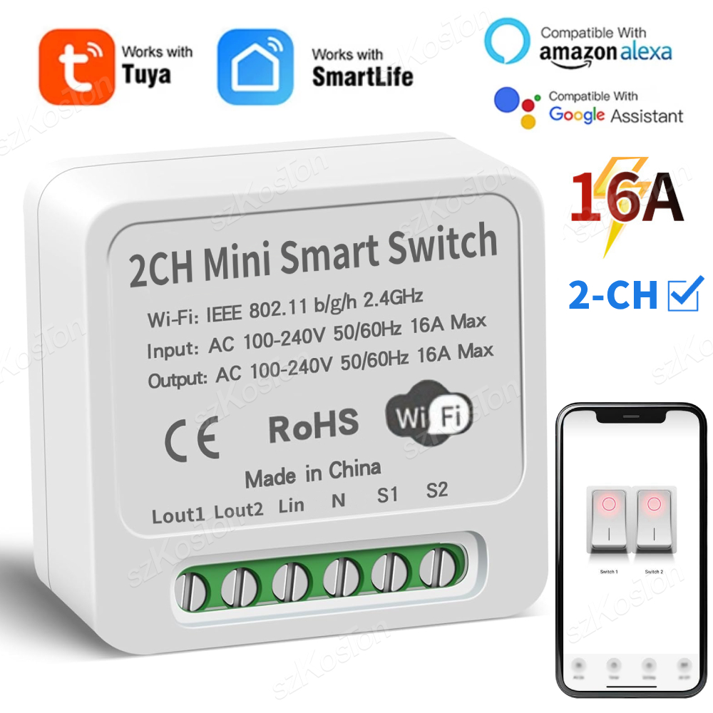 Smart Home Diy - 16A Tuya WiFi Smart Switch Modul
